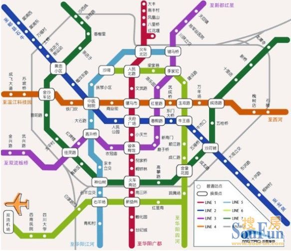 成都地铁三号线线路图更新 三期线路均有延长