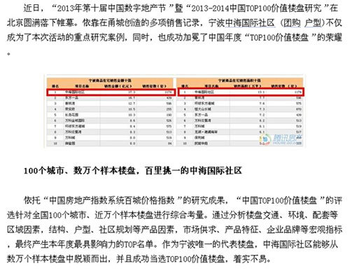 中海国际社区 宁波“中国100价值楼盘”