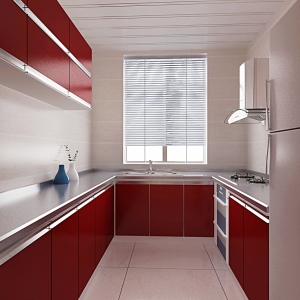 热情时尚红色简约风格厨房橱柜组合柜装修