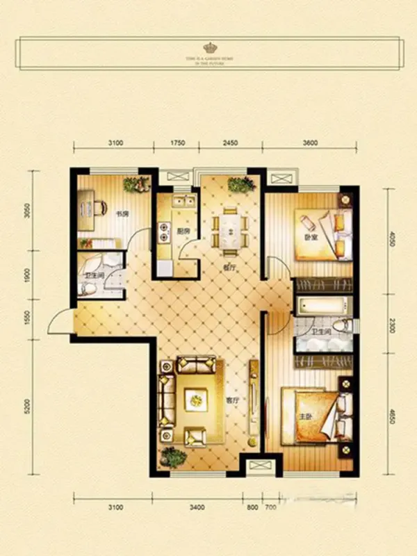 36平米三居室热门案例 欧美风情半包4万!-象博豪庭装修