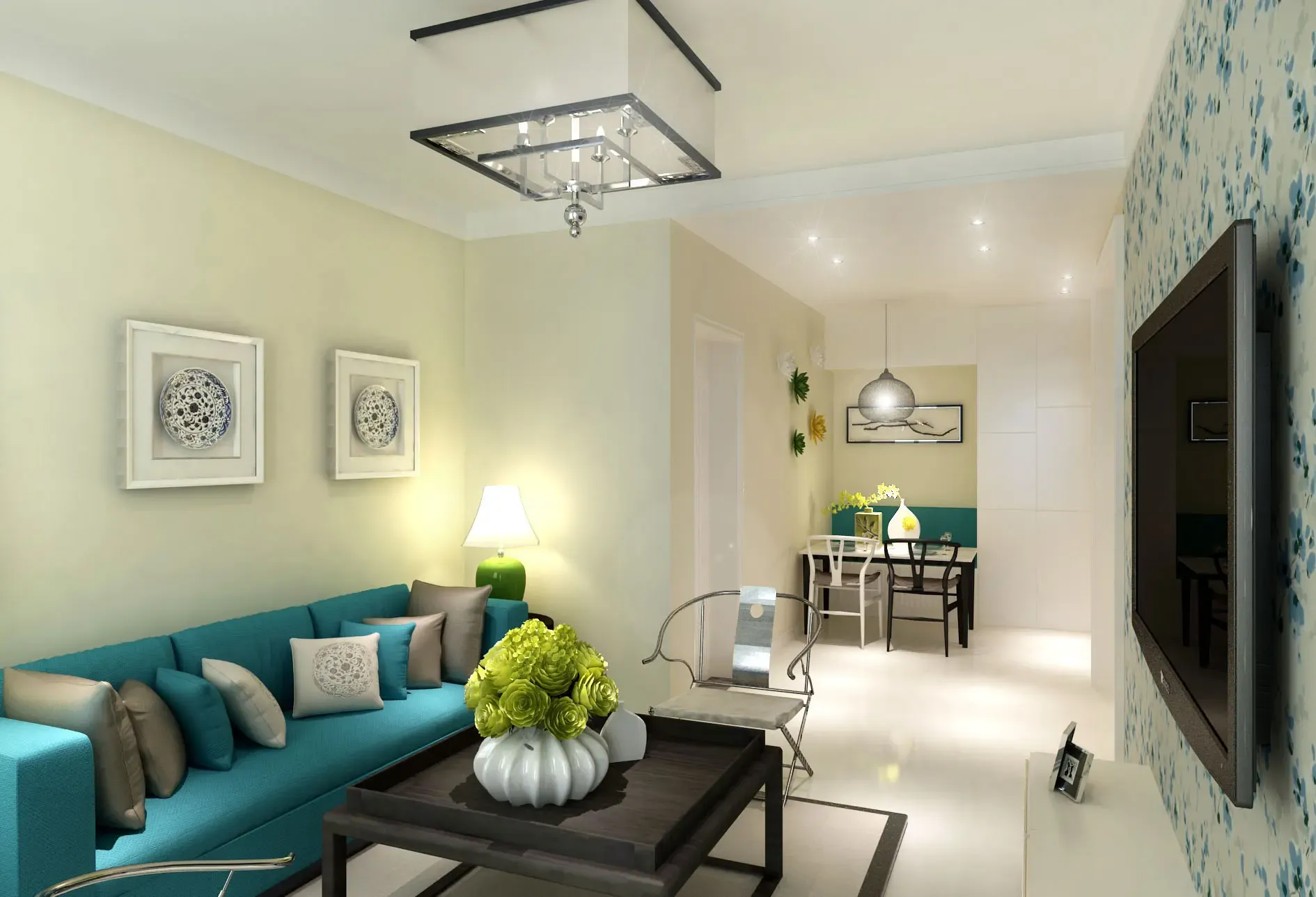 泰成玲珑郡新中式风格88平米二居室装修案例赏析